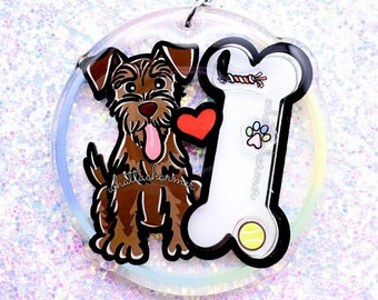 Llavero de Schnauzer de hígado, llavero de Schnauzer miniatura marrón, dije de Schnauzer estándar, regalo para mamá Schnauzer, calcetín navideño para perro