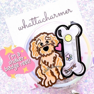 Bobine de badge Goldendoodle abricot, Badge Labradoodle, Clip pour badge pour chien griffonnage, Support pour carte d'identité de chien caniche standard, Bobine d'identification de chiot de compagnie, Badge pour amoureux des chiens