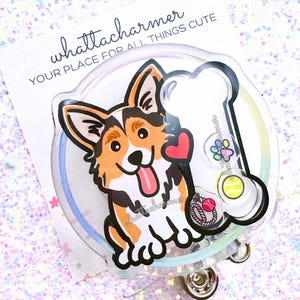 Pembroke Welsh Corgis Abzeichen Reel, Rotköpfiges Tricolor Corgis Abzeichen, Roter Tri Corgis Hundeabzeichenhalter, Corgis Weihnachtsstrumpf Stuffer Geschenk