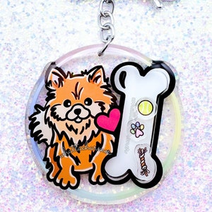 Orange Pomeranian Acrylic Keychain, Dog Mama Key Ring, Pomeranian Mom Gift, Pom Dog Charm, Pomeranian Christmas Stocking Stuffer Gift