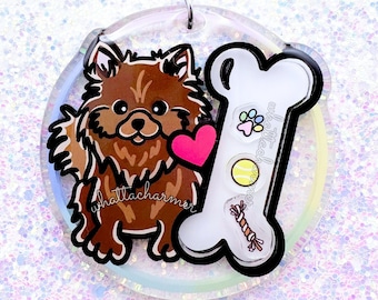 Portachiavi acrilico Pomerania al cioccolato, Portachiavi mamma cane, Regalo mamma Pomerania marrone, Fascino cane Pom, Stuffer di calze natalizie Pomerania