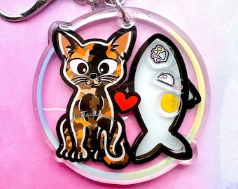 Shorthaired Tortoiseshell Cat Keychain, Tortie Cat Mom Keyring, Tortoiseshell Kitten Christmas Ornament, Torties Lover Kitty Charm