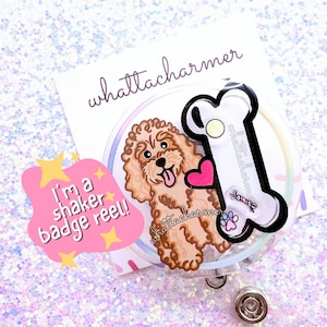 Bobine d'insigne caniche abricot, insigne de maman caniche standard, porte-carte d'identité Goldendoodle, clip pour insigne de chien doodle, cadeau de Noël pour bas de Noël caniche