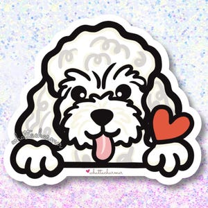 White Toy Poodle Sticker, Toy Poodle Vinyl Decal, Doodle Dog Sticker, Poodle Dog Waterproof Decal, Toy Poodle Christmas Stocking Stuffer