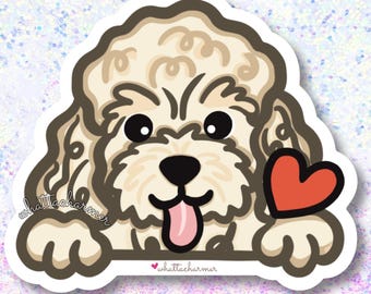 Cream Toy Poodle Sticker, Toy Poodle Vinyl Decal, Doodle Dog Sticker, Poodle Dog Waterproof Decal, Toy Poodle Christmas Stocking Stuffer