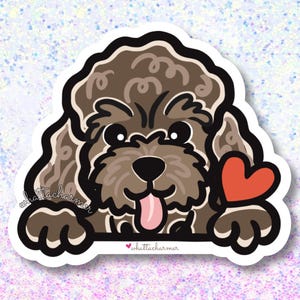 Brown Toy Poodle Sticker, Toy Poodle Vinyl Decal, Doodle Dog Sticker, Poodle Dog Waterproof Decal, Toy Poodle Christmas Stocking Stuffer