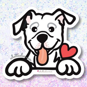 White Pitbull Sticker, White Pitbull Vinyl Decal, Pitbull Dog Sticker, Pitbull Waterproof Decal, Pitbull Christmas Stocking Stuffer Gift