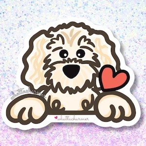 Cream Goldendoodle Sticker, Labradoodle Decal, Doodle Dog Car Sticker, Poodle Decal, Goldendoodle Stocking Stuffer, Dog Lover Gift