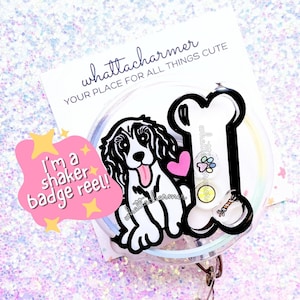 Black and White Cocker Spaniel Badge Reel, English Cocker Spaniel Dog Badge Clip, Cocker Spaniel Christmas Stocking Stuffer, Dog Lover Gift