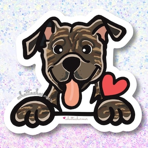 Brown Brindle Pitbull Sticker, Pitbull Vinyl Decal, Pitbull Dog Sticker, Pitbull Waterproof Decal, Pitbull Christmas Stocking Stuffer Gift