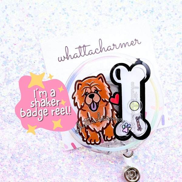 Red Chow Chow Badge Reel, Red Chow Dog Badge, Chow Chow Mom Badge Clip, Chow Puppy ID Badge, Dog Lover Gifts, Chow Chow Gifts