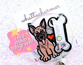 Tan Belgian Malinois Badge Reel, Malinois Badge, Malinois Dog Badge Clip, Malinois Puppy ID Badge, Dog Lover Gifts, Belgian Malinois Gifts