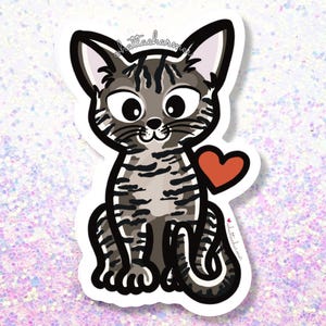 Sticker bruine kat, sticker bruine kat, vinylsticker kat, sticker Cyperse kat, sticker Cyperse kat, sticker kat, sticker kat, bruine kat kerstcadeau