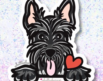 Black Scottish Terrier Sticker, Black Scottie Decal, Scottie Dog Sticker, Puppy Waterproof Decal, Scottie Christmas Stocking Stuffer Gift