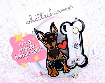 Carrete de insignias de Pinscher miniatura, insignia de perro Min Pin, regalo para mamá Min Pin, insignia de cachorro Min Pin, regalo de Navidad para Pinscher miniatura