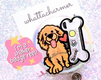 Golden Retriever Badge Reel, Golden Retriever Dog Badge, Golden Retriever Puppy Badge Holder, Golden Retriever Christmas Stocking Stuffer