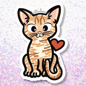 Orange Tabby Cat Sticker, Orange Cat Vinyl Sticker, Tabby Kitten Sticker, Tabby Cat Decal, Cat Lady Sticker, Orange Tabby Christmas Gift