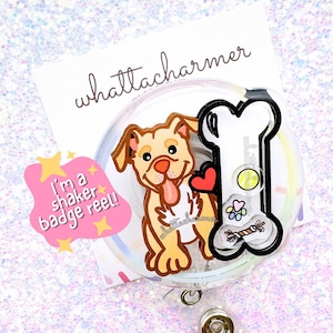 Fawn Pitbull Badge Reel, Red Nose Pitbull Badge, Pittie Dog ID Holder, Pitbull Puppy Badge, Pitbull Christmas Stocking Stuffer Gift