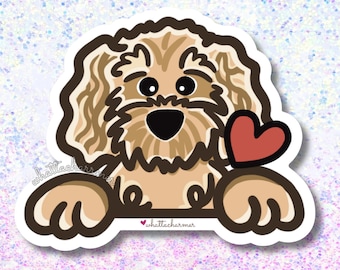 Apricot Goldendoodle Sticker, Labradoodle Decal, Doodle Dog Car Sticker, Cavapoo Decal, Goldendoodle Christmas Stocking Stuffer Gift