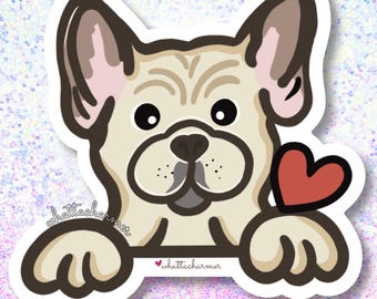 Cream French Bulldog Sticker, French Bulldog Car Decal, Frenchie Dog Sticker, Frenchie Vinyl Sticker, French Bulldog Waterproof Decal