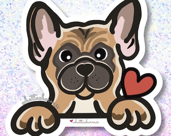 Adesivo Bulldog francese fulvo, adesivo per auto Bulldog francese, adesivo per cane Frenchie marrone chiaro, adesivo in vinile Frenchie, adesivo impermeabile Bulldog francese
