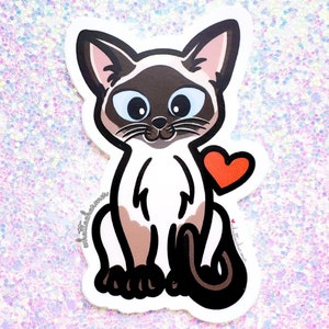 Seal Point Siamese Cat Sticker, Siamese Kitten Vinyl Decal, Cute Cat Sticker, Kitty Car Decal, Siamese Cat Christmas Stocking Stuffer Gift
