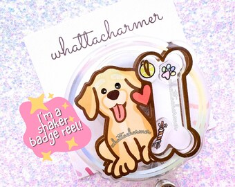 Gele labrador badge haspel, gele lab badge, labrador badge houder, lab moeder cadeau, gele lab kous stuffer, hondenliefhebber cadeau