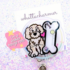 Bobine d'insigne Goldendoodle crème, insigne Labradoodle, porte-carte d'identité caniche standard, insigne doodle pour chien, cadeau de Noël Goldendoodle