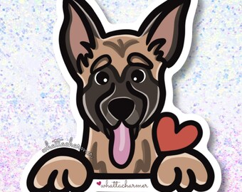 Tan Belgian Malinois Sticker, Malinois Vinyl Decal, Malinois Dog Sticker, Malinois Dog Waterproof Decal, Malinois Christmas Stocking Stuffer