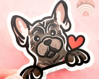 Brindle French Bulldog Sticker, French Bulldog Car Decal, Frenchie Dog Car Sticker, Frenchie Vinyl Sticker, French Bulldog Waterproof Decal