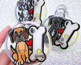 Great Dane Keychain, Fawn Great Dane Keyring, Harlequin Great Dane Charm, Great Dane Lover Gift, Great Dane Dog Mom Gift, Dog Lover Gift