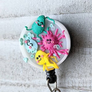 Petri Dish Badge Reel, Germs Badge, Lab Tech ID Badge, Bacteria Badge Reel, MLT Badge Clip, Medical Lab Scientist ID Clip, Microbiology Reel