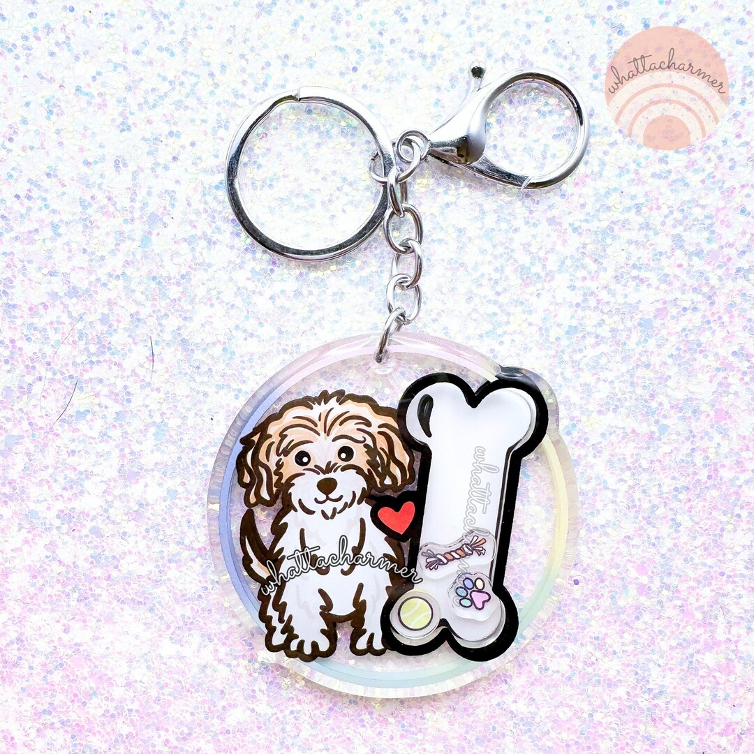 Cavachon Keychain, Maltipoo Dog Keyring, Cavachon Puppy Charm, Cavachon ...