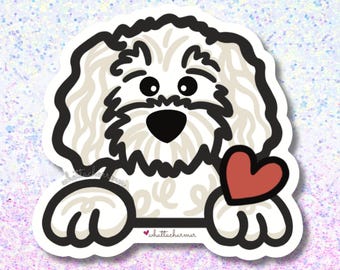 White Goldendoodle Sticker, Labradoodle Decal, Doodle Dog Car Sticker, Poodle Decal, Goldendoodle Stocking Stuffer, Dog Lover Gift