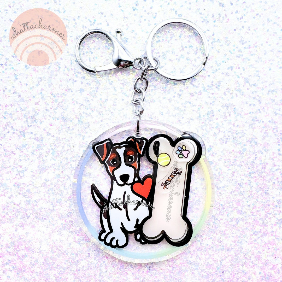 Black Tri Jack Russell Terrier Keychain, Black Tricolor Jack Russell ...