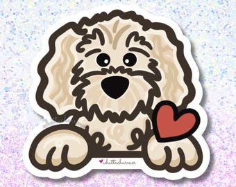 Cream Goldendoodle Sticker, Labradoodle Decal, Doodle Dog Car Sticker, Poodle Decal, Goldendoodle Stocking Stuffer, Dog Lover Gift