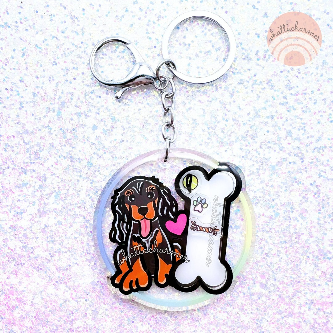 Black and Tan Cocker Spaniel Keychain, English Cocker Spaniel