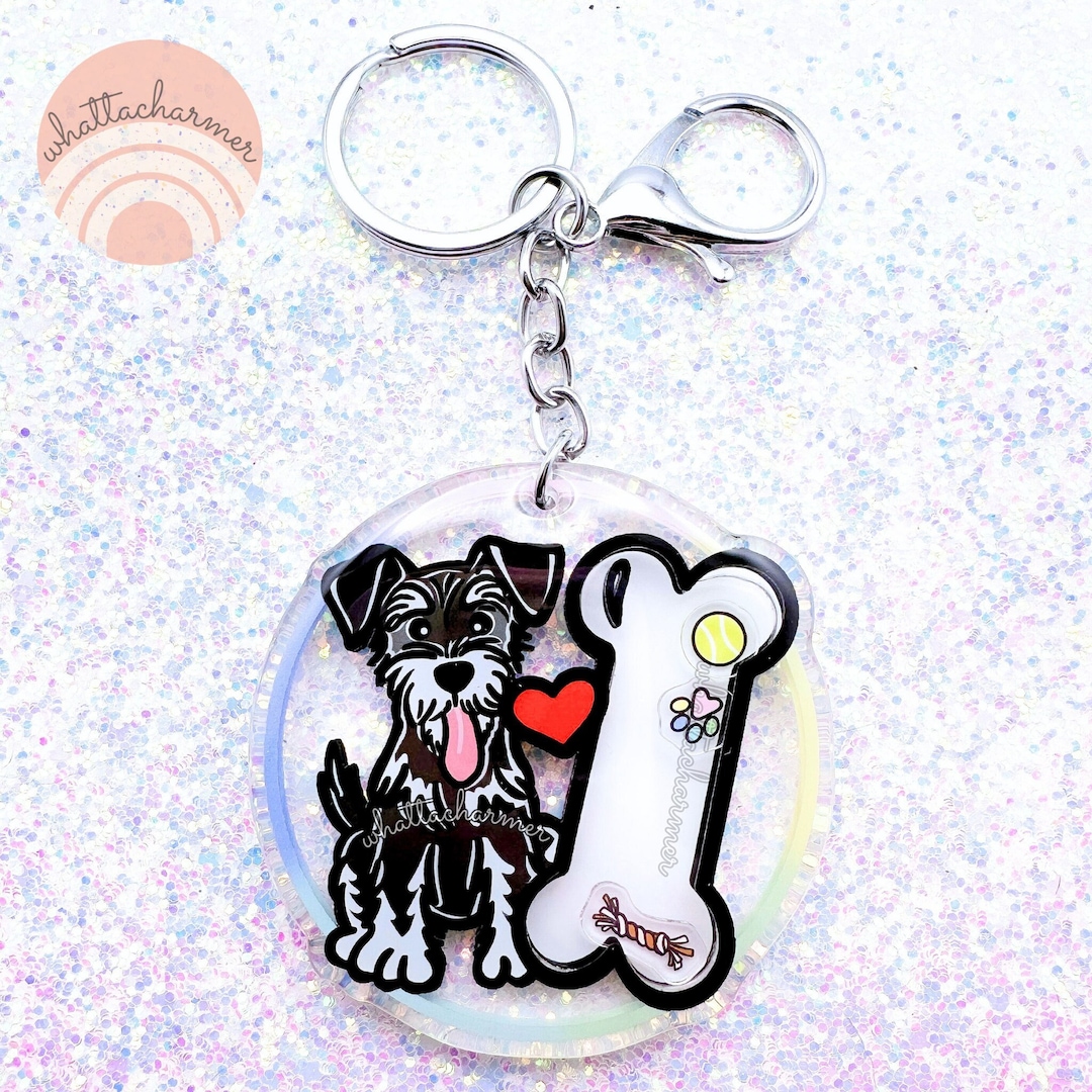 Black Schnauzer Key Ring With Personalisation Available – Gift For