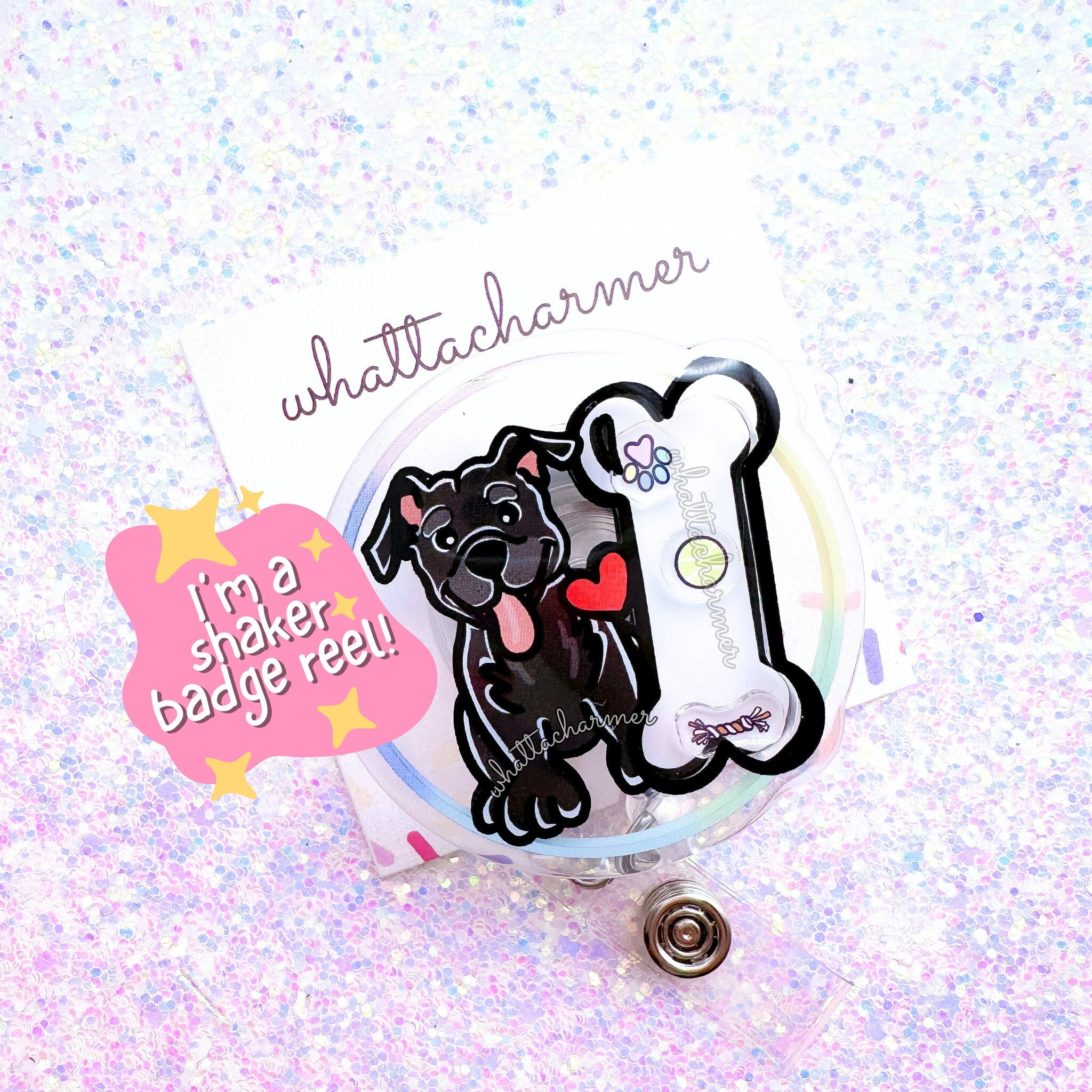Black Pitbull Badge Reel, Pitbull Dog Badge, Staffordshire Bull Terrier Badge, Pitbull Puppy Badge, Pitbull Christmas Stocking Stuffer Gift