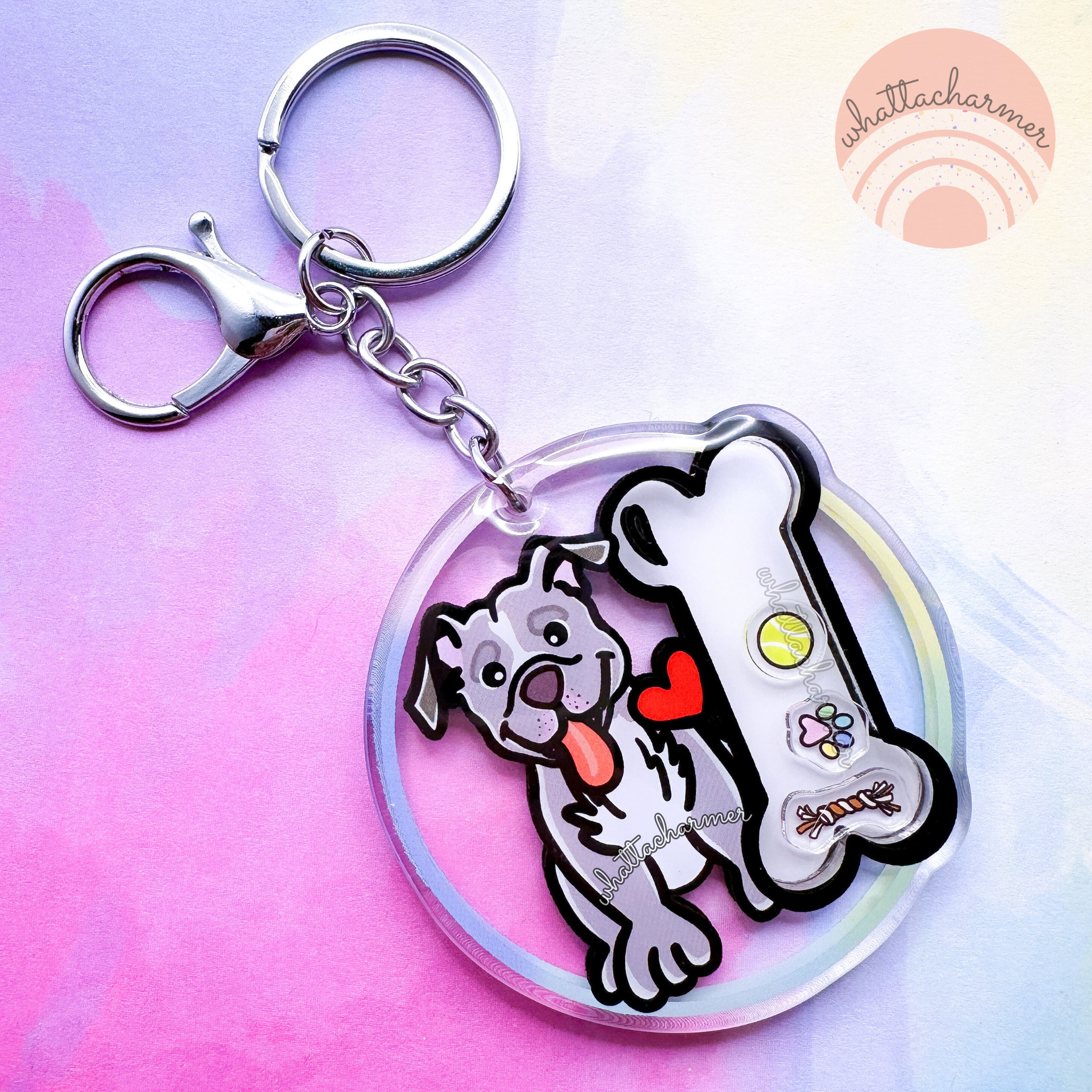 Blue Pitbull Dog Keychain, Pitbull Dog Keyring, Blue Nose Pitbull