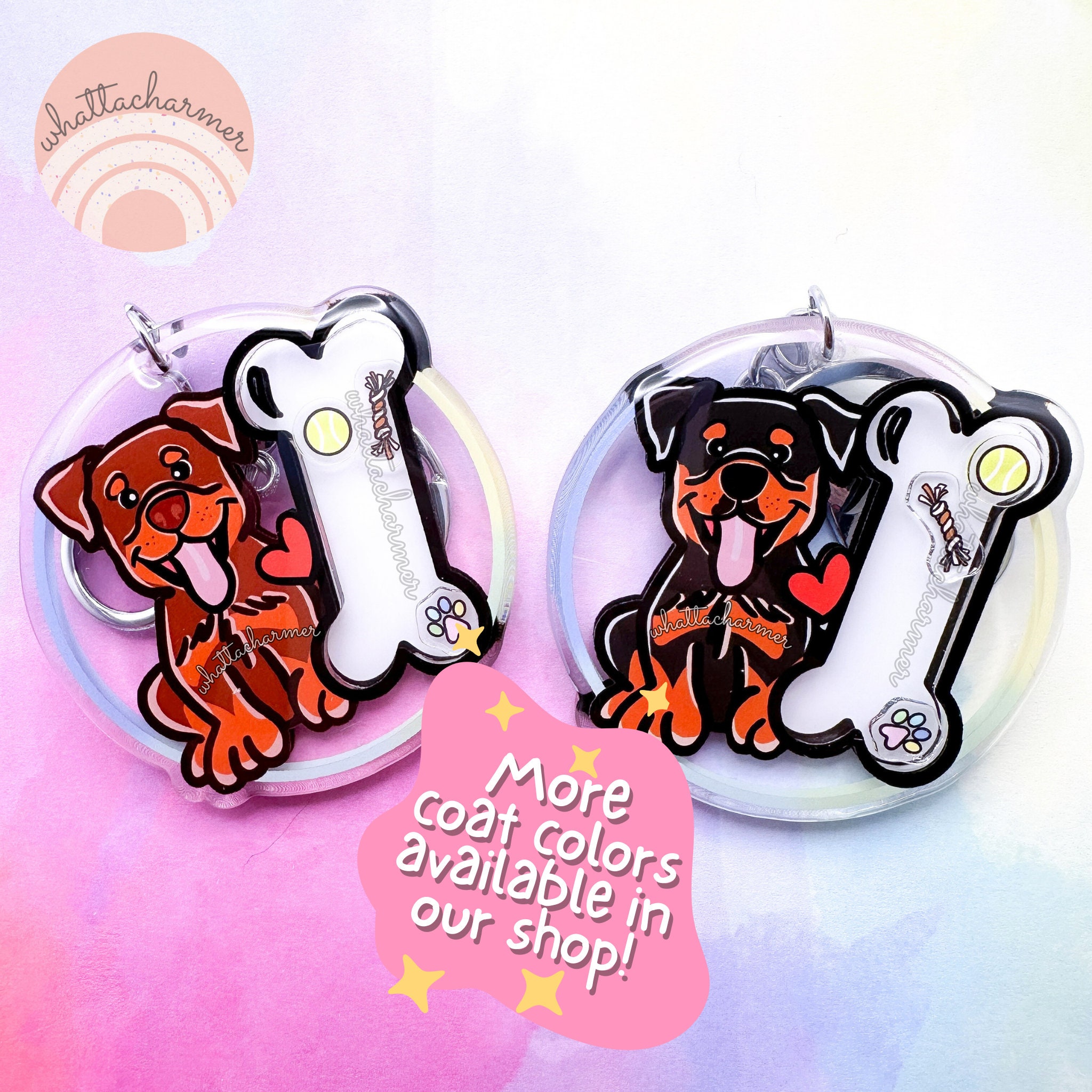 Red Rottweiler Keychain, Rottie Dog Keyring, Rottweiler Dog Mom