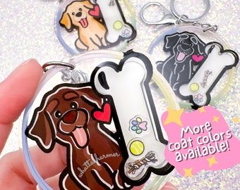 Yellow Labrador Retriever Keychain, Golden Labrador Keyring