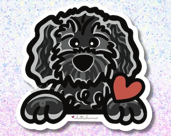 Black Goldendoodle Sticker, Labradoodle Decal, Doodle Dog Car Sticker, Poodle Decal, Goldendoodle Stocking Stuffer, Dog Lover Gift