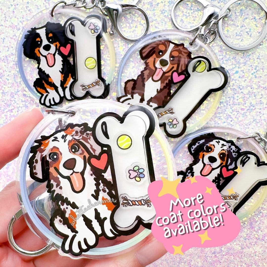 Australian Shepherd Aussie Keychain, Toy Australian Shepherd Key Ring