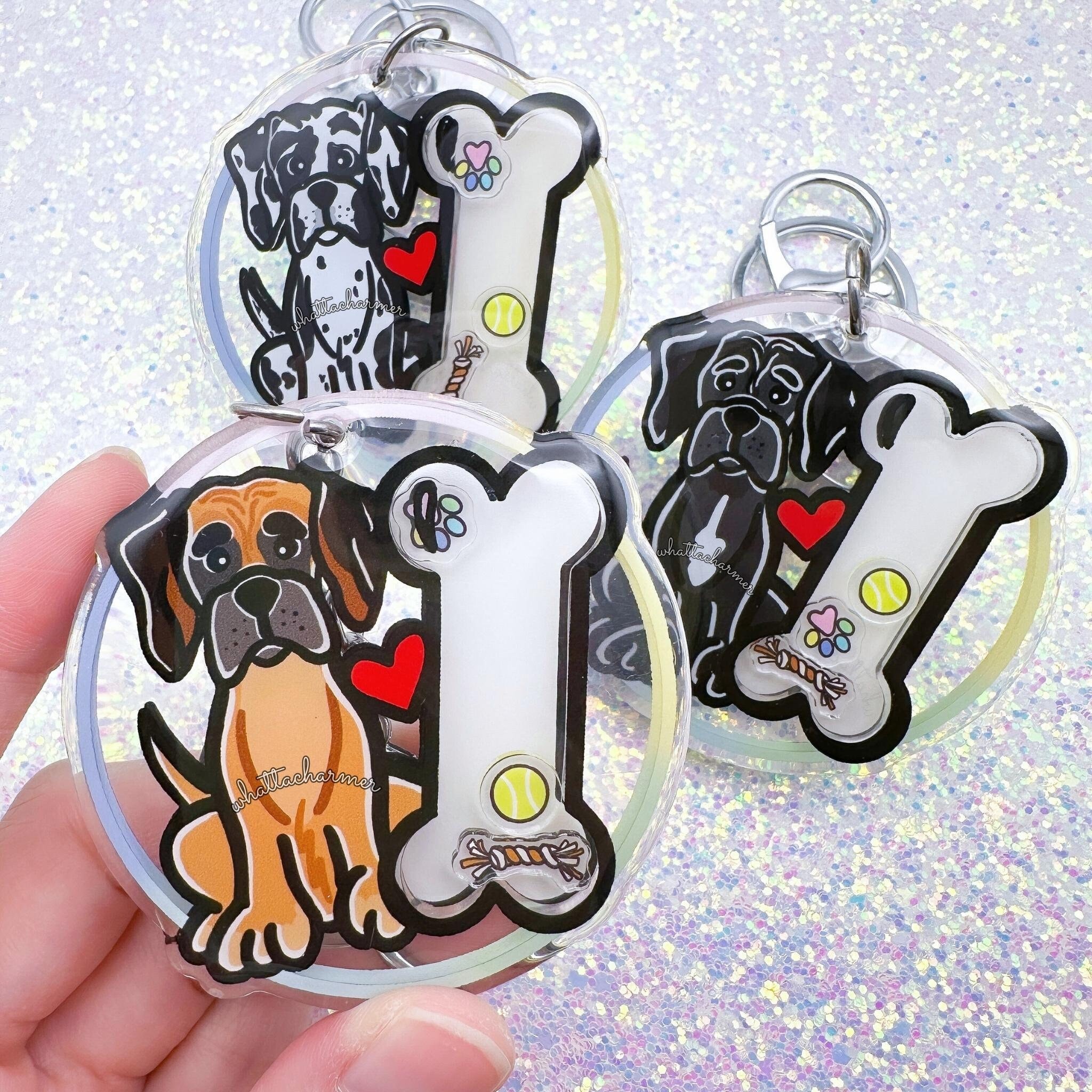 Great Dane Keychain, Fawn Great Dane Keyring, Harlequin Great Dane Charm, Great Dane Lover Gift, Great Dane Dog Mom Gift, Dog Lover Gift