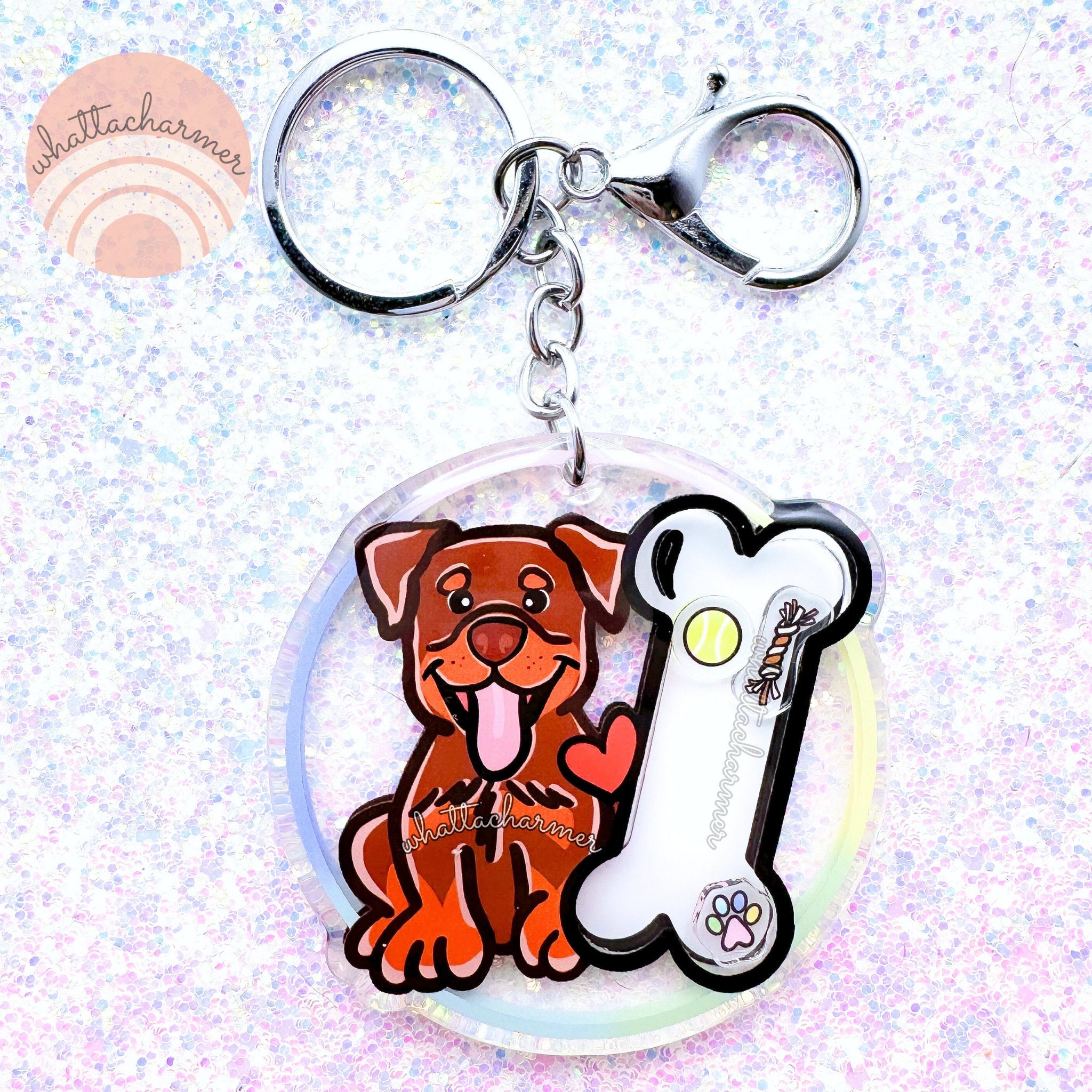 Red Rottweiler Keychain, Rottie Dog Keyring, Rottweiler Dog Mom