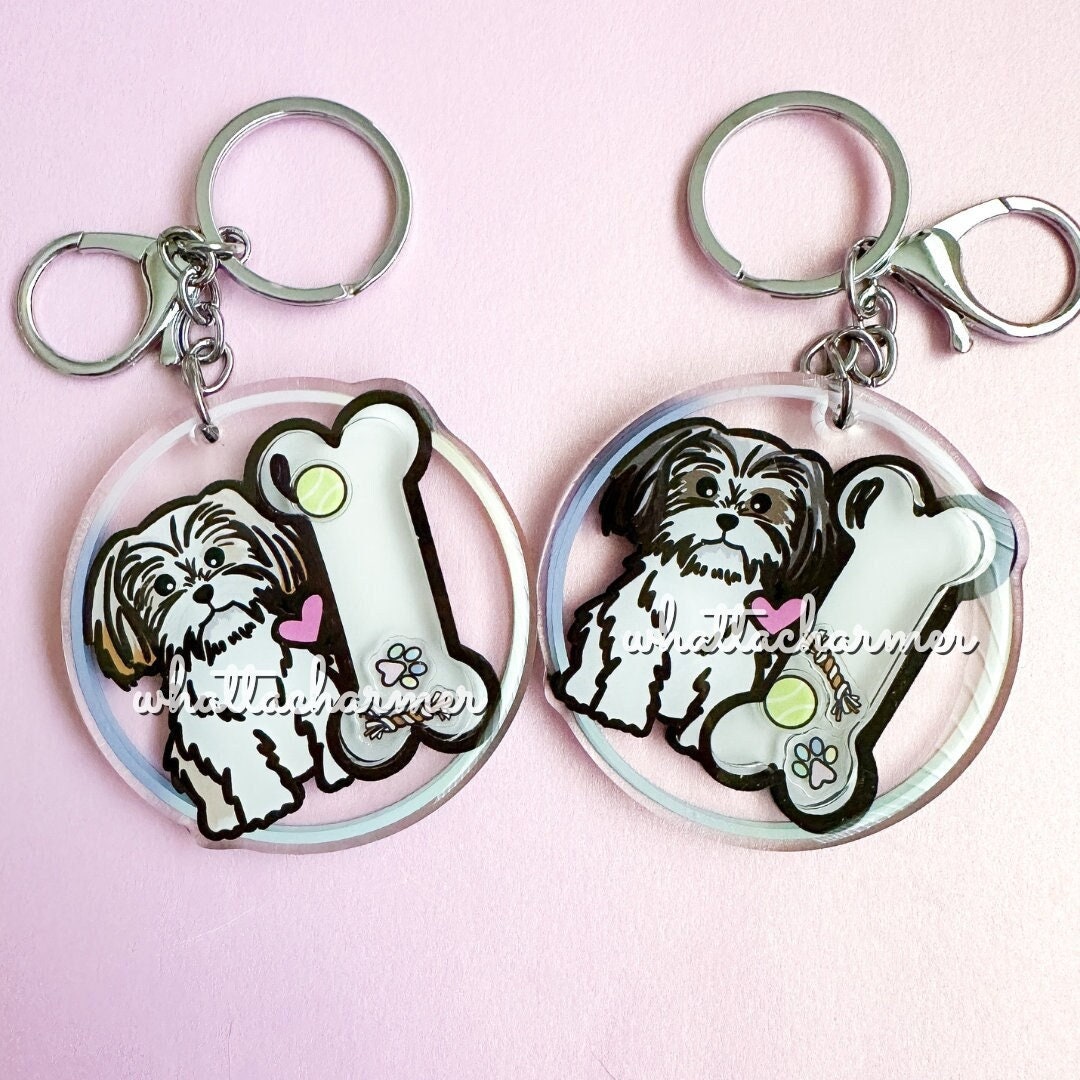 Shih Tzu Acrylic Keychain Dog Mama Key Ring Shih Tzu Mom Etsy