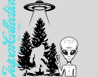 I want to Believe | Bigfoot and Alien SVG PNG JPG