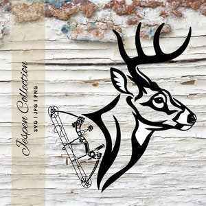 Hirsch Jagd SVG | Einzigartiger Hirschkopf SVG mit einem Schleife Umhängedesign | Frische Geschenkidee für Jäger
