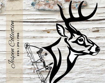 Deer Hunting SVG | Unique Deer Head SVG with a Compound Bow Shoulder Design | Fresh Gift Idea For Hunter